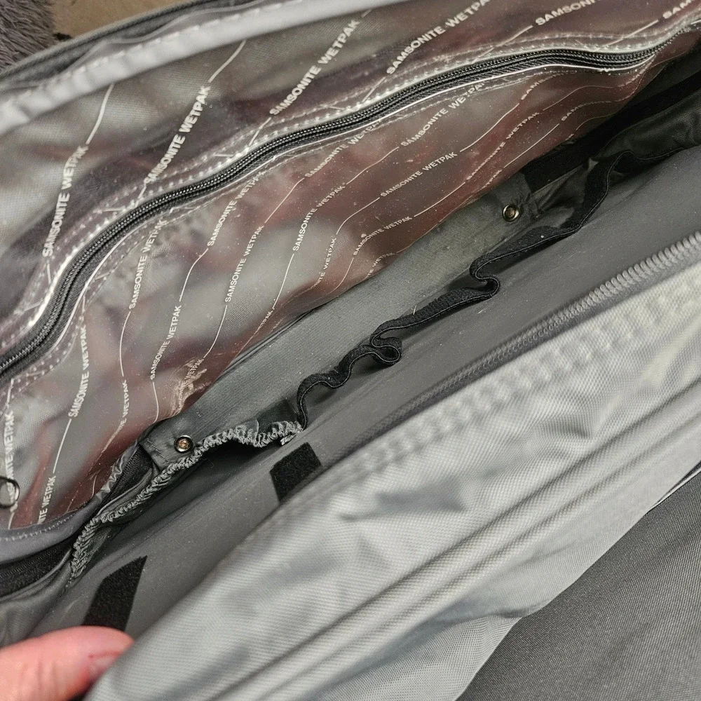 Vintage Samsonite Gray Nylon Travel Briefcase Laptop Bag Wetpak Lockable Gray